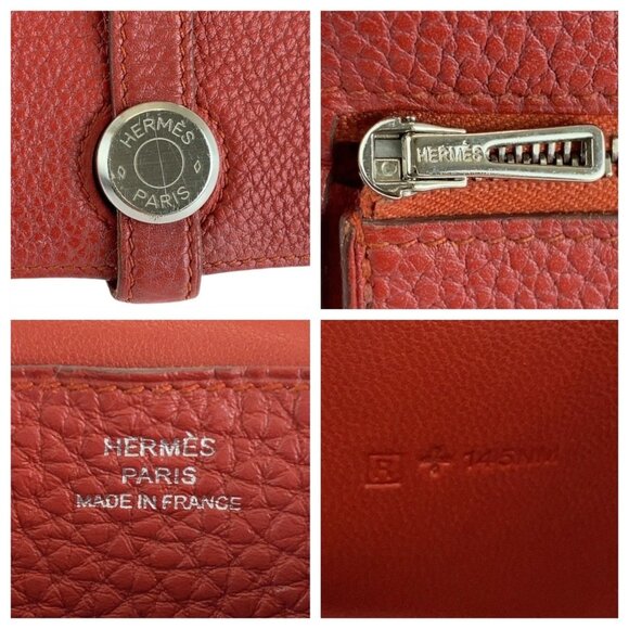 HERMES Red Leather Wallet - Picture 6 of 10
